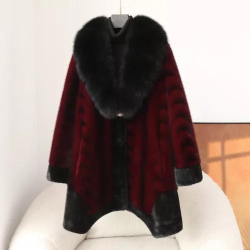 Abrigo de piel de visón real para mujer invierno piel de visón cuello de piel de zorro chaquetas sueltas - Imagen 5 de 14