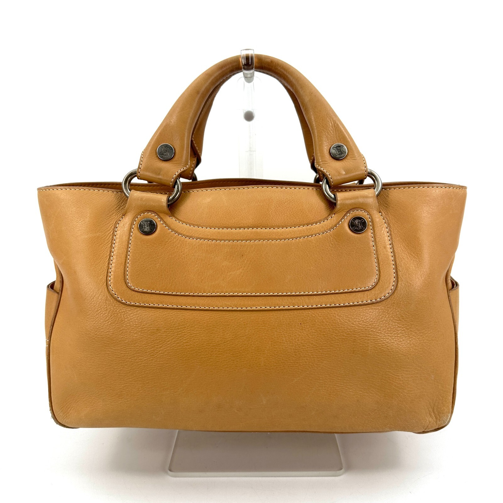 CELINE Boogie Bag in Camel Yellow Beige Leather with Triomphe Authentic Detail