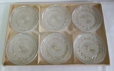 6 DDR Kristall Glas Untersetzer OVP Kristallglas Glasuntersetzer Gehren Ostalgie