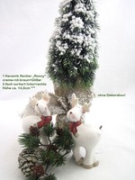 "1 Keramik -Rentier \"Ronny\" Creme/Rot/Braum + Glitter HöHe Ca. 14Cm"