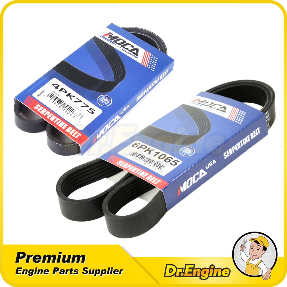 2-Pack EPDM Serpentine Belt Kit for 2004-2006 Nissan Maxima 3.5L V6 A/C Power Steering Alternator Replacement