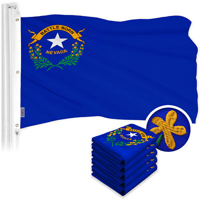 G128 5 Pack Nevada NV State Flag 6x10 Ft ToughWeave Embroidered 600D Polyester