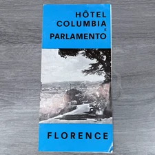 Vtg Travel Brochure Hotel Columbia Parlamento Florence Italy w/ Map & Photos
