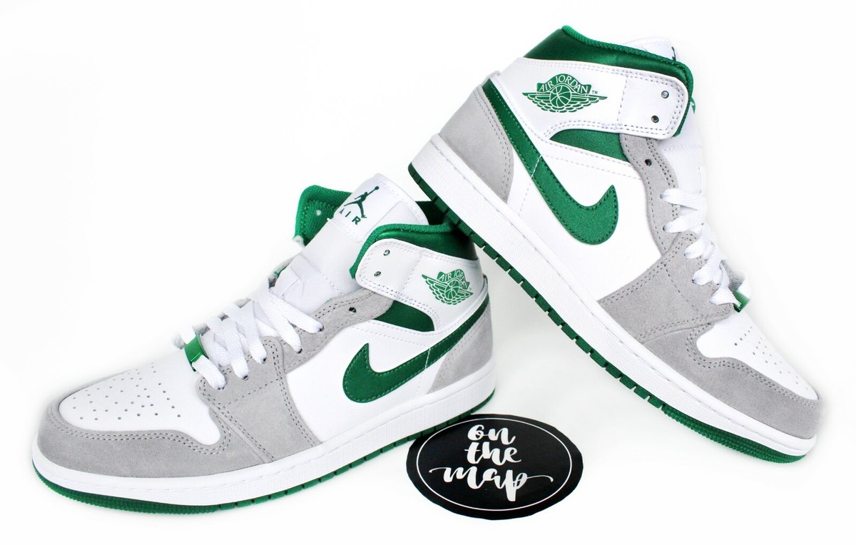 Nike Air Jordan 1 Retro Mid SE Smoke Grey Pine Green UK 5 6 Nike Air Jordan 1 Retro Mid SE Smoke Grey Pine Green UK 5 6