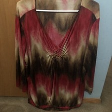 Dress Barn Woman’s￼ Long ￼Sleeve V-neck Blouse ￼2X