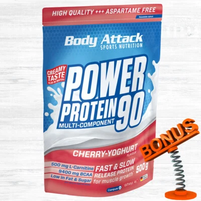 Body Attack Power Protein 90 500g Beutel 43,98 €/kg Casein L-Carnitin + Bonus