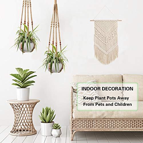 Augshy 2 Pcs Plant Hangers Hanging Plant Holder for Indoor Outdoor Decor Macrame - Picture 4 of 7