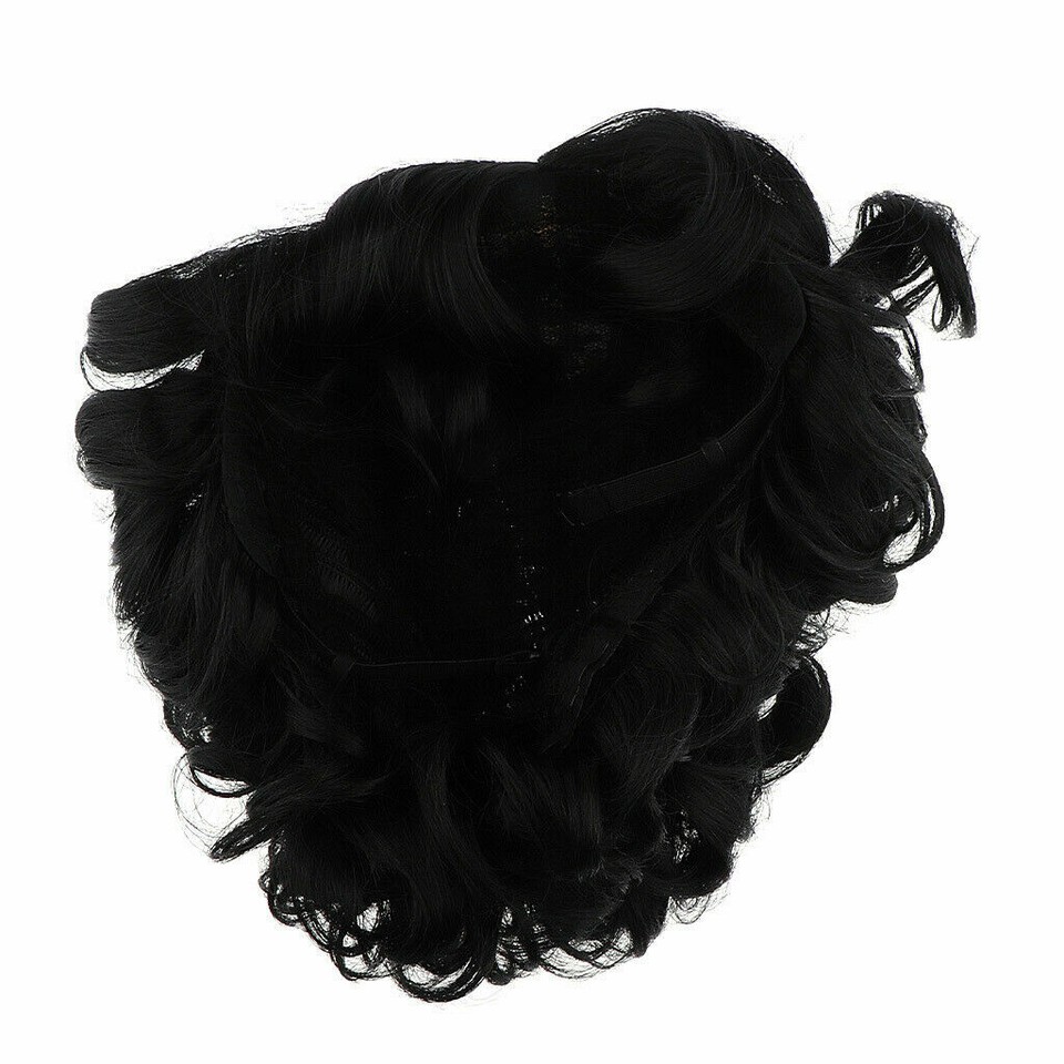 Curly Hair Wigs Bob Short Wig Hairpieces Black Synthetic Wavy Wigs For