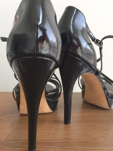 Via SPiGA~BLK PATENT LEATHER~PLATFORM 5"STiLETTO Strap SANDALS PUMPS HEELS~Sz 10 - Picture 5 of 8