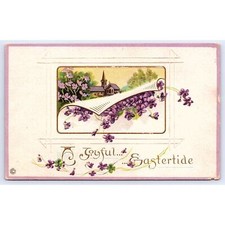 A Joyful Eastertide Easter Series 601 Violets Flowers Made in USA Postcard 00768
