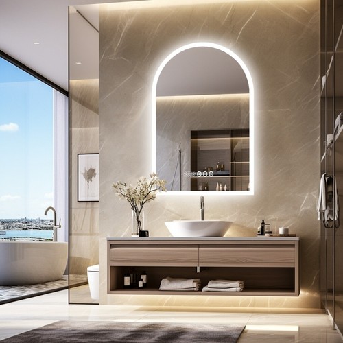 LUVODI LED Arch Bathroom Wall Mirror with Lights,Temperature Date Time Vanity HD - Picture 4 of 12