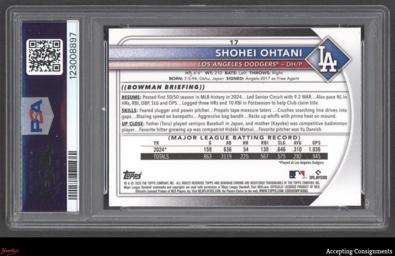 2025 Bowman Chrome Bowman Mega Box #17 Shohei Ohtani DODGERS PSA 10 view 2