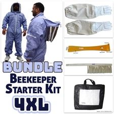 4XL Premium Bee Keeper Suit Kit by Jawadis with Gloves, Hive Tool & Brush