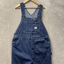 VTG Big Mac Sears Square Back Overalls Denim Dark Wash Farm Workwear 42 X 33 USA