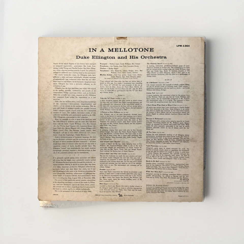 DUKE ELLINGTON IN A MELLOTONE LP 1956 MONO ORIGINAL GOOD CONDITION! - Image 2 of 4