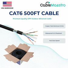 CAT6 OUTDOOR UTP 500FT 23AWG Solid Direct Burial Wire Network Ethernet Cable