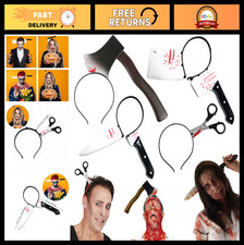 4 Pcs Halloween Costume Accessories - Scary Knife, Axe, Machete  Scissors Set