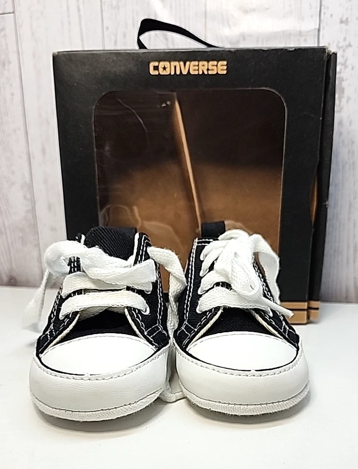 Zapatilla deportiva Baby Converse First Star suela suave clásica andadores de cuna talla 1 negra Foto 4 de 4