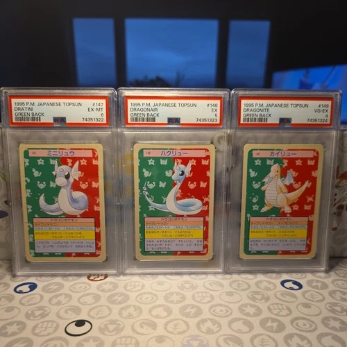 PSA 4 Dragonite 149 Pokemon Topsun Japanese 1997 Green Back (Sequential!!) 3pcs!