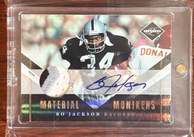 2010 Bo Jackson Limited Material Monikers Auto Patch /15 GAME USED! Sick Patch!