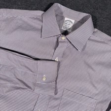 Brooks Brothers Dress Shirt Men 16-35 Regent Button Up Plaid Long Sleeve Classic