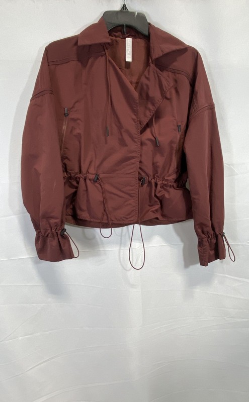 Athleta Women's Burgundy Lightweight Drawstring Waist Full Zip Jacket Sz XXS