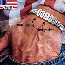 11mm Cuban Men Bracelet Personalized Name Bracelet Custom Family Names Beaded