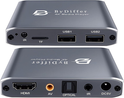 4K HD Digital Media Player, TV MP4 Video Player for USB Drive/Micro SD Card, Dig