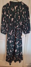 New Look Maternity UK 12 Green Leopard Animal Print Wrap Midi V-Neck Dress