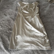 Lauren Ralph Lauren Womens Cocktail Dress Size 10 Silver Sheath Waist Pleats Zip