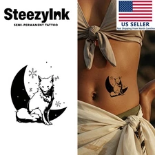 SteezyInk temporary tattoo Moonlit Fox last upto 2 weeks 3 x 3 inch