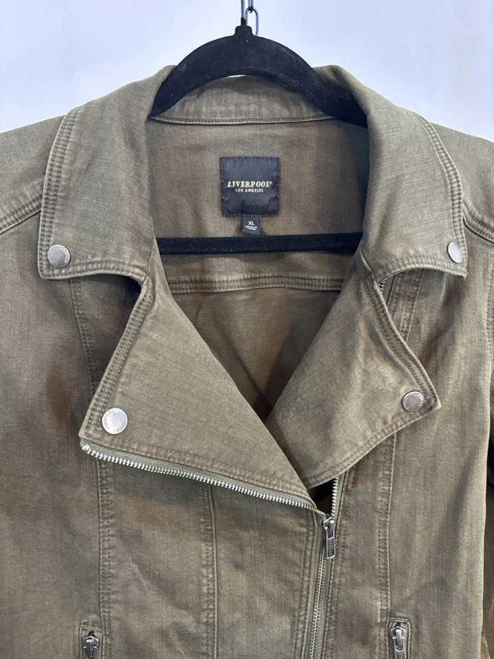 Chaqueta Denim Liverpool Los Angeles Bradford Moto Verde Oliva XL Foto 2 de 4