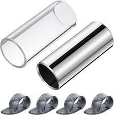 Guitar Slides Set of 1 Glass Slide 1 Steel Slide and 4 Finger Picks for Electric