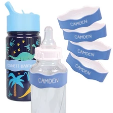 Orbit Labels Baby Bottle and Water Bottle Silicone Name Bands – Personalized ...