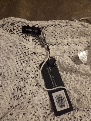 White Fox Women's Crochet Accented Pants XL Regular White