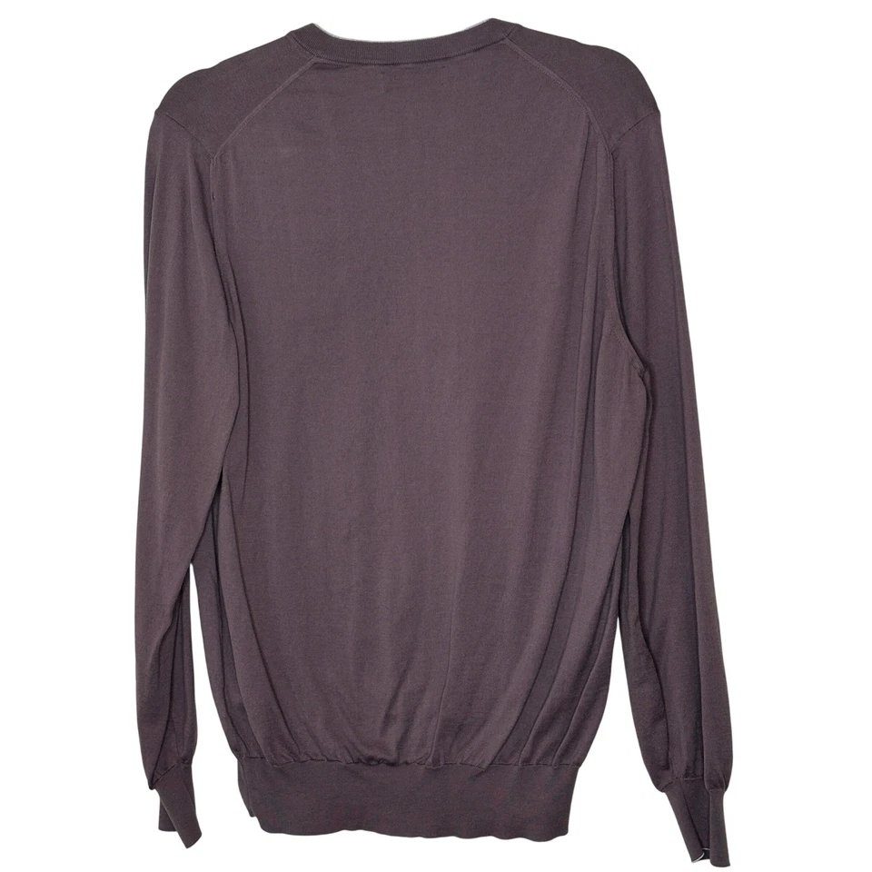 Suéter BRUNELLO CUCINELLI Para Hombres Cuello en V Púrpura Algodón Talla 52 Hecho en Italia Foto 2 de 4
