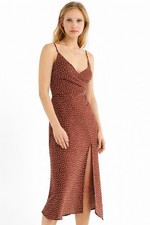 Urban Outfitters Brown Polka Dot Midi Slip Dress, Size M , Adjustable Straps