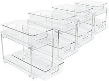 4 Pack Bathroom Organizers and Storage, 2-Tier Clear Under Sink Organizer,
