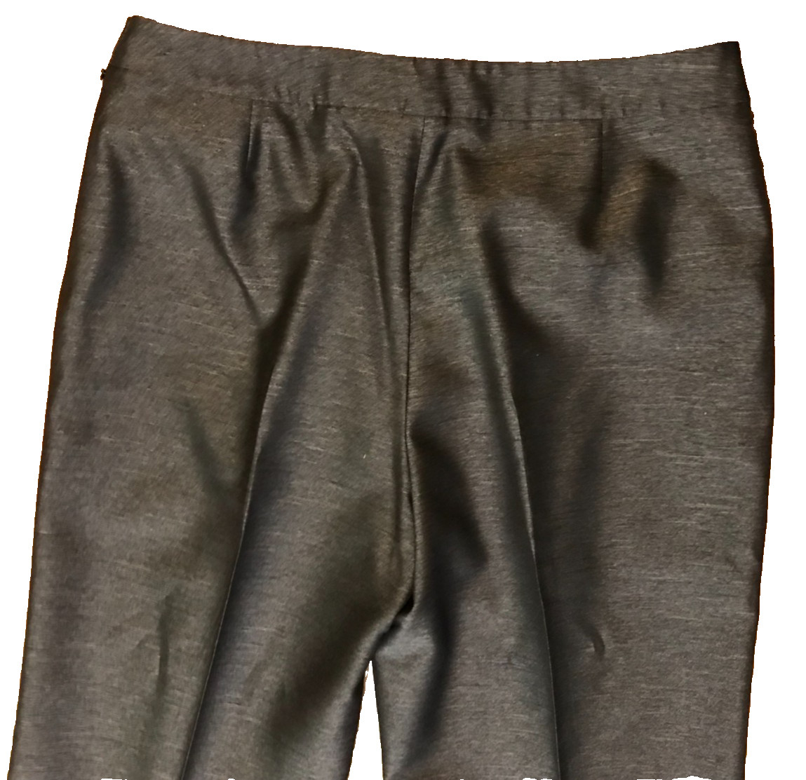 Le Suit Polyester Pant Suit Sz 16 Lined Silver Gray 2 Piece Shiny 38W x 28I