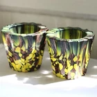 Vintage Murano Glass Ribbed Votive Set Of 2 Art Slag Rare Signed Made In Italy