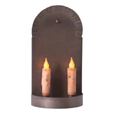 Colonial  Tin Wall Sconce 2-Light Colonial  Metal Taper Candle Holder