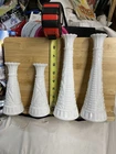 Lot Of 4~ Vintage White Milk Glass Bud Vases/ 2~9 Inch / 2~6 Inch