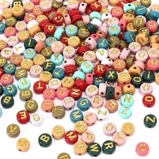 2 bags1400 pcs Round Letter Beads, DECYOOL 4×7mm Colored Acrylic Alphabet Beads 