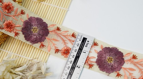 Captivate with Elegance Embroidered Chiffon Lace Trim for Sarees Wedding & More - Picture 49 of 68