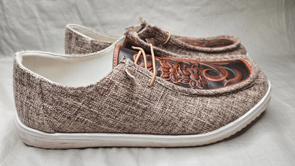 Zapatos sin cordones Mocasín para hombre talla US 9 EUR 42 marrón imitación cuero en relieve mexicano Foto 2 de 4