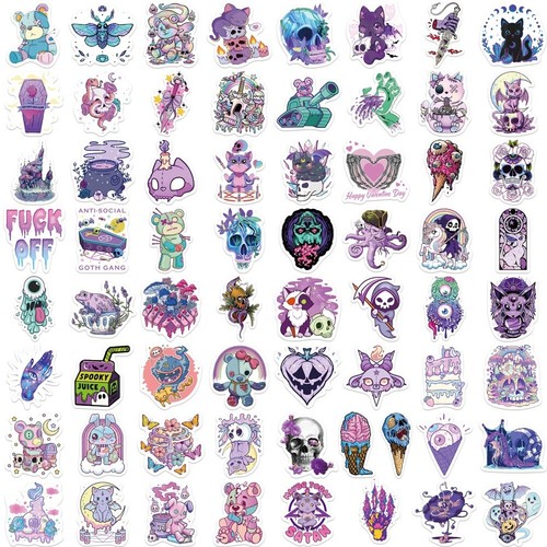UK Gothic Purple Stickers for Hydro Flask 65pc Cartoon Phone Laptop Cute Sticker - Picture 3 of 12