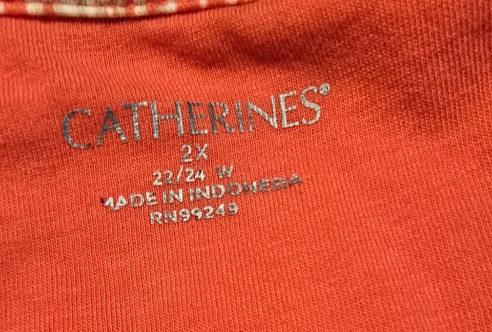 Pullover Catherines Top 2X 22/24W Chevron Manga 1/2 Elastizado Informal Cómodo Foto 3 de 4