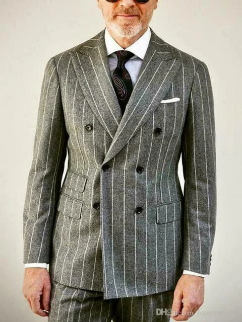 Grey double hotsell breasted pinstripe suit