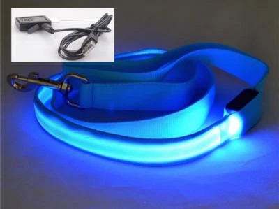NEW TECH JUNKIES 4FT RECHARGEABLE PET (1FT LED) GLOW LEASH safety lead flash light-up FOR dog cat