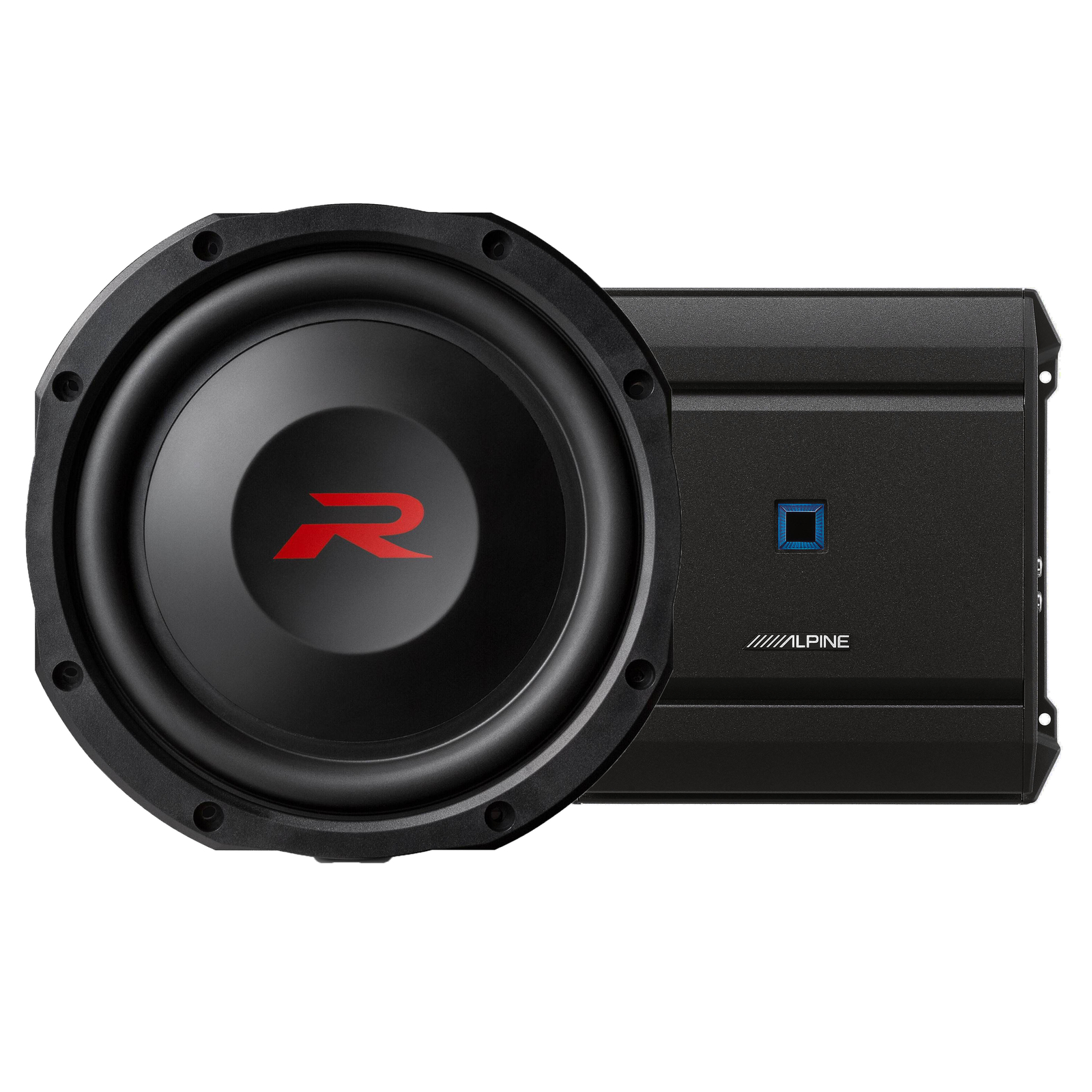 Alpine R Series 10" Bass Package - R Series RS-W10D4 Shallow Subwoofer + Amp